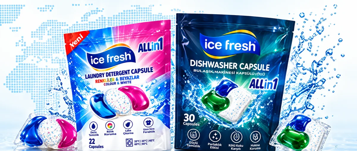 Bayiler için Ice Fresh çamaşır ve bulaşık kapsülü paketleri