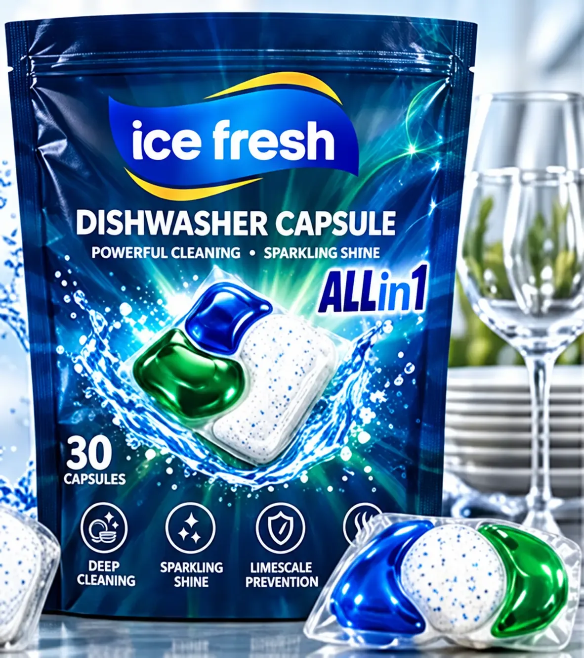 Ice Fresh bulaşık makinesi kapsülü doypack paketi